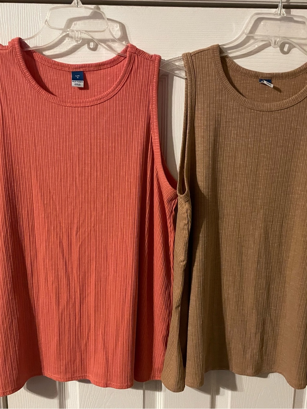 Old Navy Luxe Ribbed Tank Top Duo - Coral and Brown - Picture 2 of 9